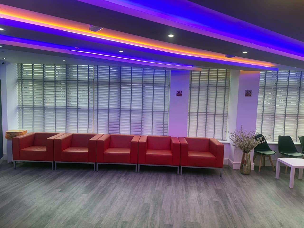 A communal lounge with comfortable seating
